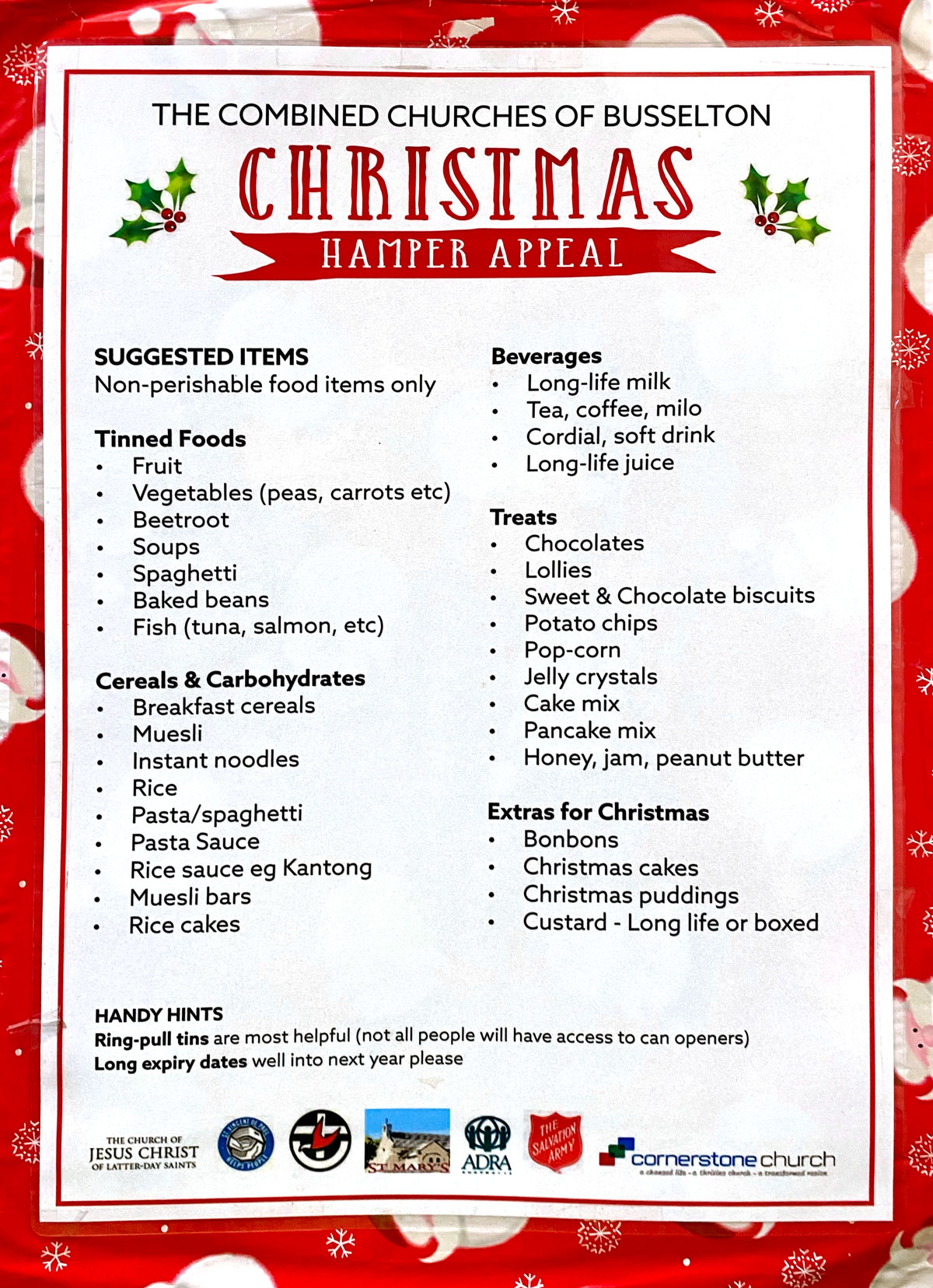 Last Call For Donations For Christmas Hamper Appeal 1